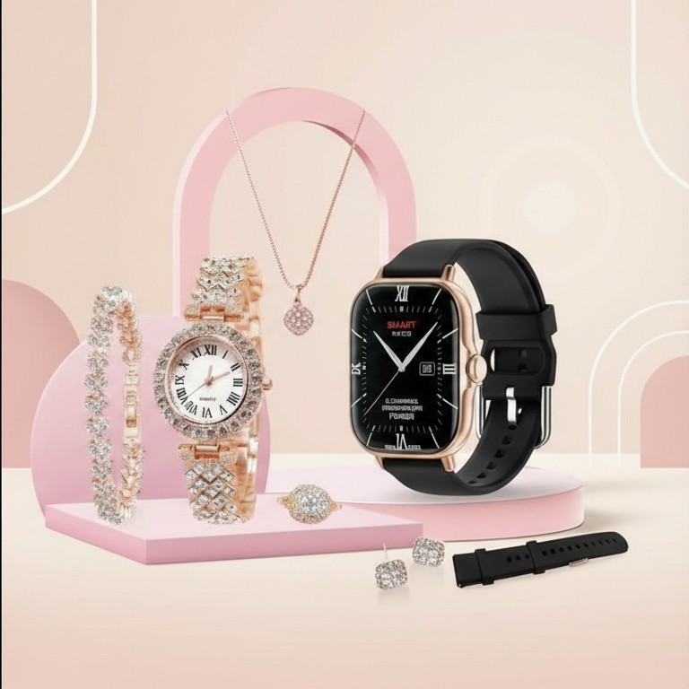 💖 A58 Smartwatch & Jewelry Set