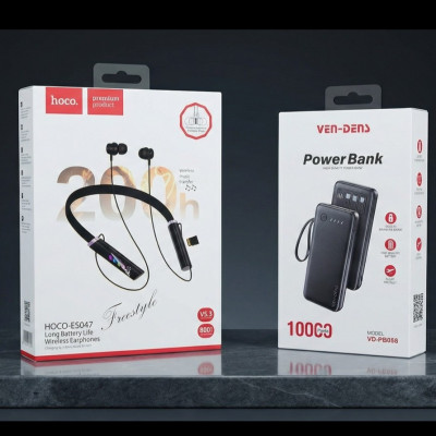 VEN-DENS Power Bank (Model: VD-PB058) & HOCO ES047 Wireless Neckband