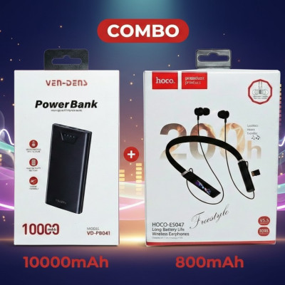 10000mah Power Bank (Model: VD-PB041) & HOCO ES047 Wireless Neckband